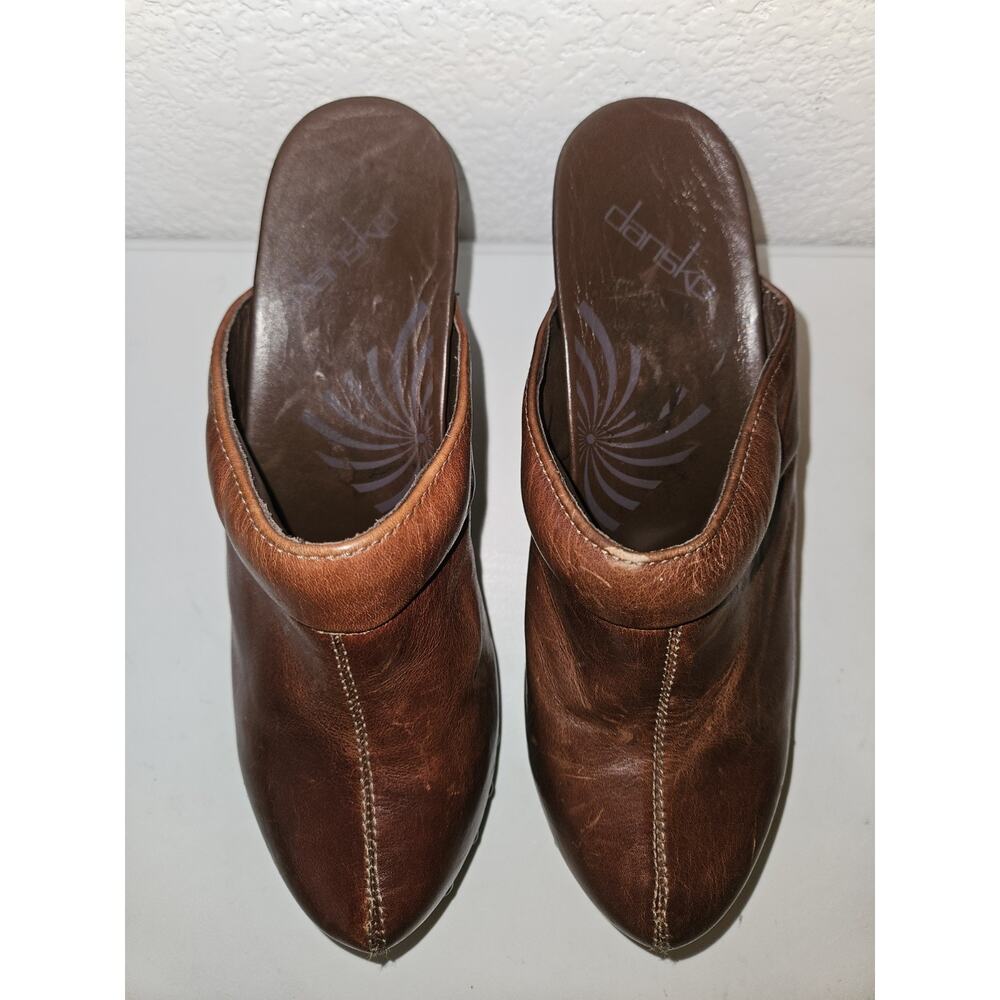 Dansko Rae Brown Leather Studded Clogs Mules Heels Womens Size 37, US 6.5-7 - Picture 7 of 12